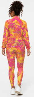 Rich and Rich Yellow and Pink Geometric Yoga Leggings and Jacket Set | Women’s Printed Activewear Outfit