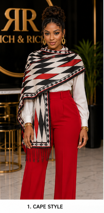 Rich and Rich Harlequin Couture Women’s Tassel Scarf | Soft Designer Imitation Cashmere Fashion Wrap