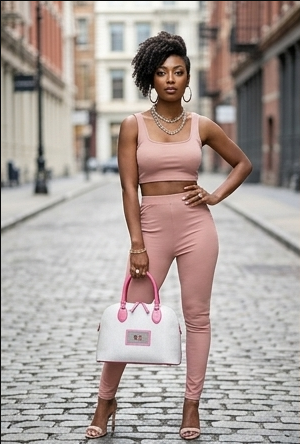 Rich and Rich TatooFushion Women’s Italian Leather Pink and White Designer Luxury Bag