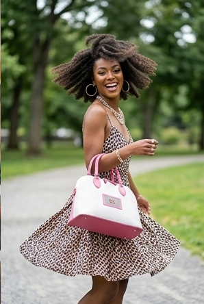 Rich and Rich TatooFushion Women’s Italian Leather Pink and White Designer Luxury Bag