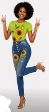 Load image into Gallery viewer, Sunflower Vines Graphic Denim &amp; Tee Set - Rich and Rich Homeopportunities
