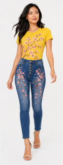 Cherry Blossom Graphic Denim & Tee Set