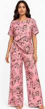 Load image into Gallery viewer, Rich &amp; Rich Women's Pink Music Roses Side-Tie Top &amp; Wide-Leg Pants Set - Rich and Rich Homeopportunities
