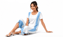 Load image into Gallery viewer, Rich &amp; Rich Skyline Blue Motion Short Sleeve Cropped Wide-Leg Set - Rich and Rich Homeopportunities
