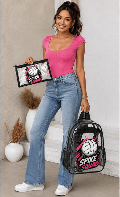 Clear PVC backpack with matching insulated lunch bag and pencil case and mesh side pockets — additional view 9