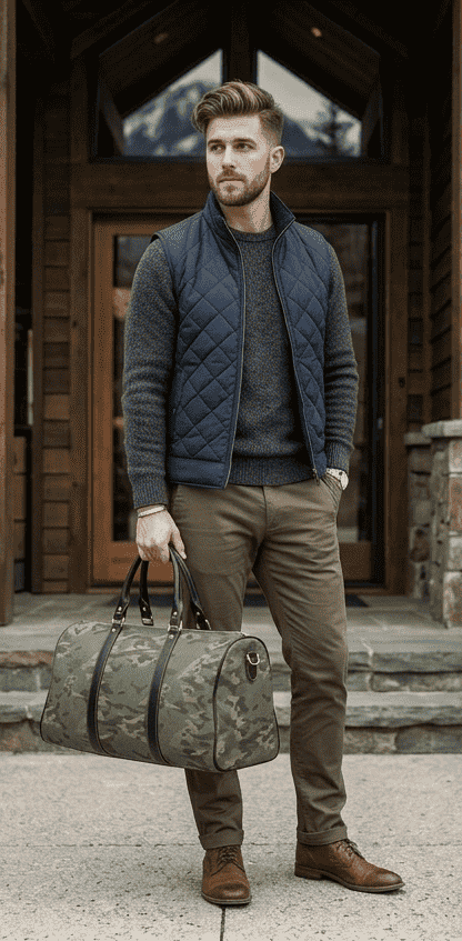 Camouflage woodland nylon weekender bag with PU leather handles and adjustable shoulder strap — alternate view