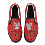 Critter Kicks Lady Bug Mouse Girls Red Slip On Canvas Shoe