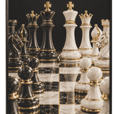 Rich and Rich Luxury Black, Gold, and White Chess Framed Art  24×36inch