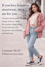 Load image into Gallery viewer, Rich and Rich Blue Floral Seattle Low Top Women's Sneaker - Rich and Rich Homeopportunities
