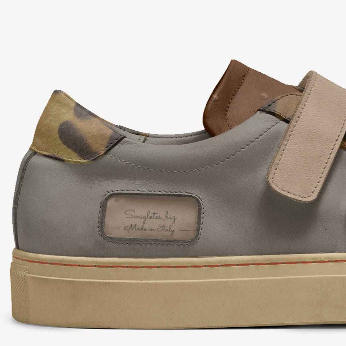 Low-top leather sneaker with three adjustable straps, padded collar and embedded side emblem — alternate view