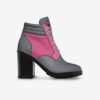 Pink and gray women's boot with 3.3-inch heel and derby lacing — additional view 7