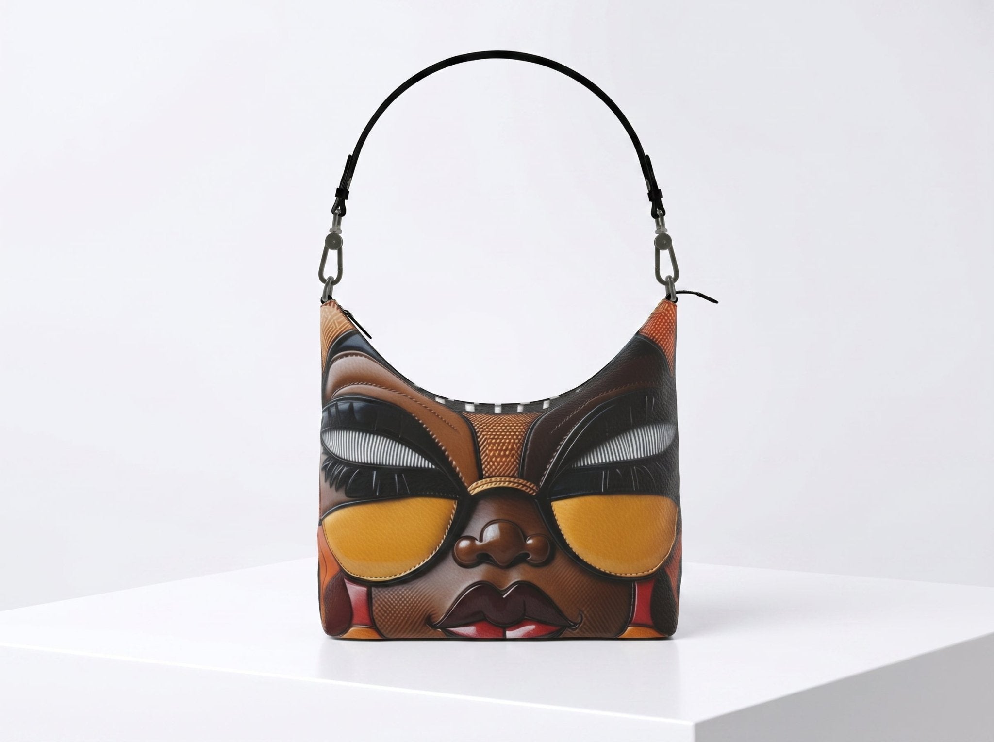 R&RH Ethnic Caricature Artistry Square Brown Hobo Bag - Rich and Rich Homeopportunities