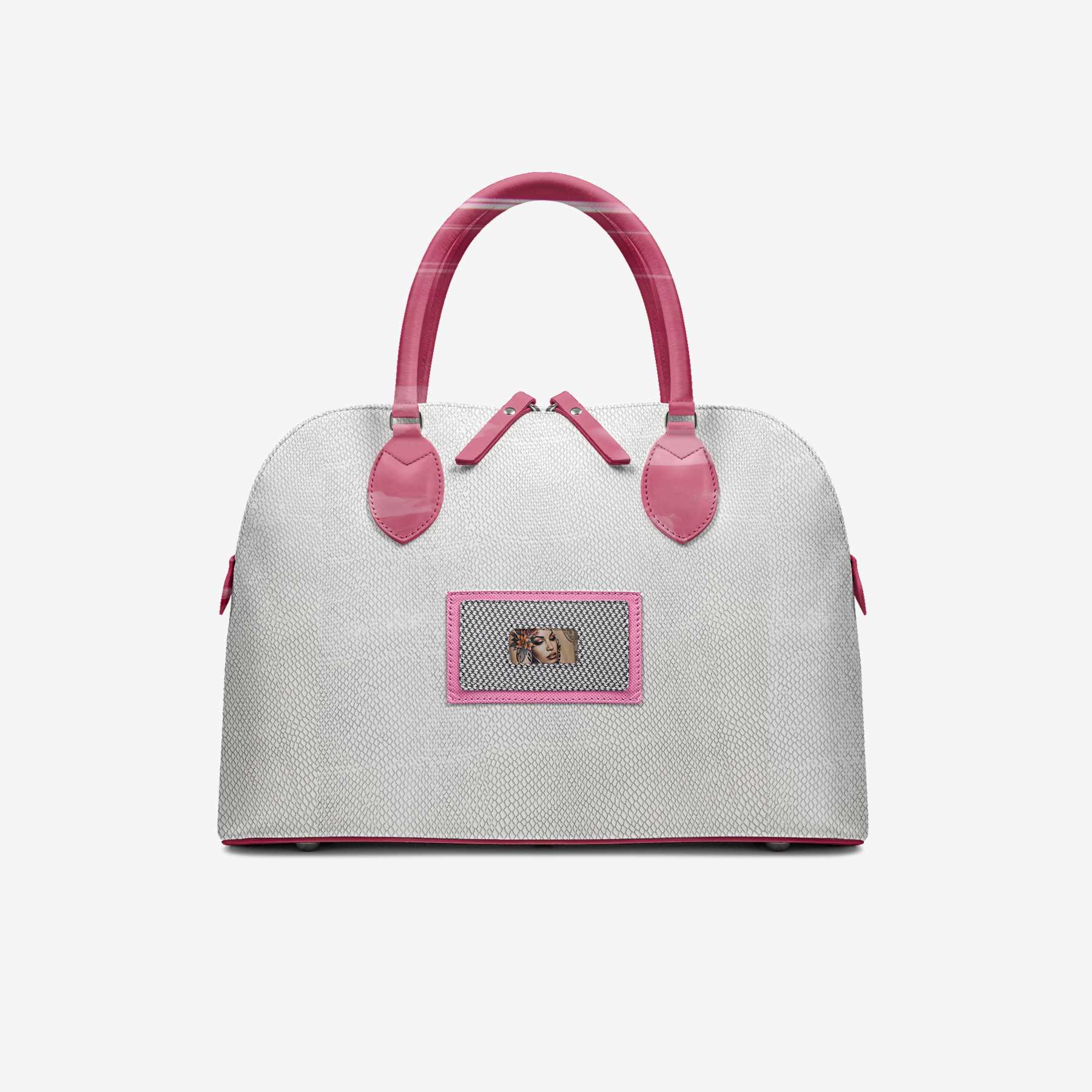 Rich and Rich TatooFushion Women’s Italian Leather Pink and White Designer Luxury Bag
