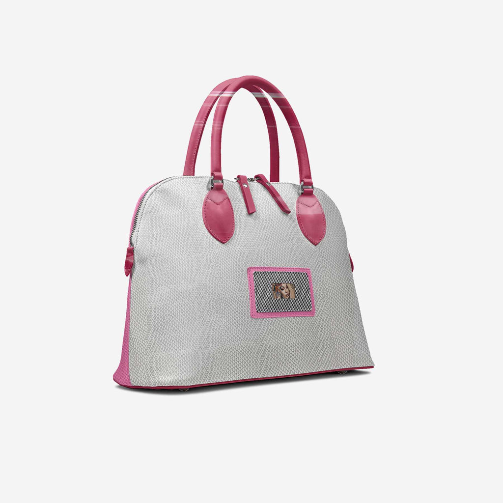 Rich and Rich TatooFushion Women’s Italian Leather Pink and White Designer Luxury Bag