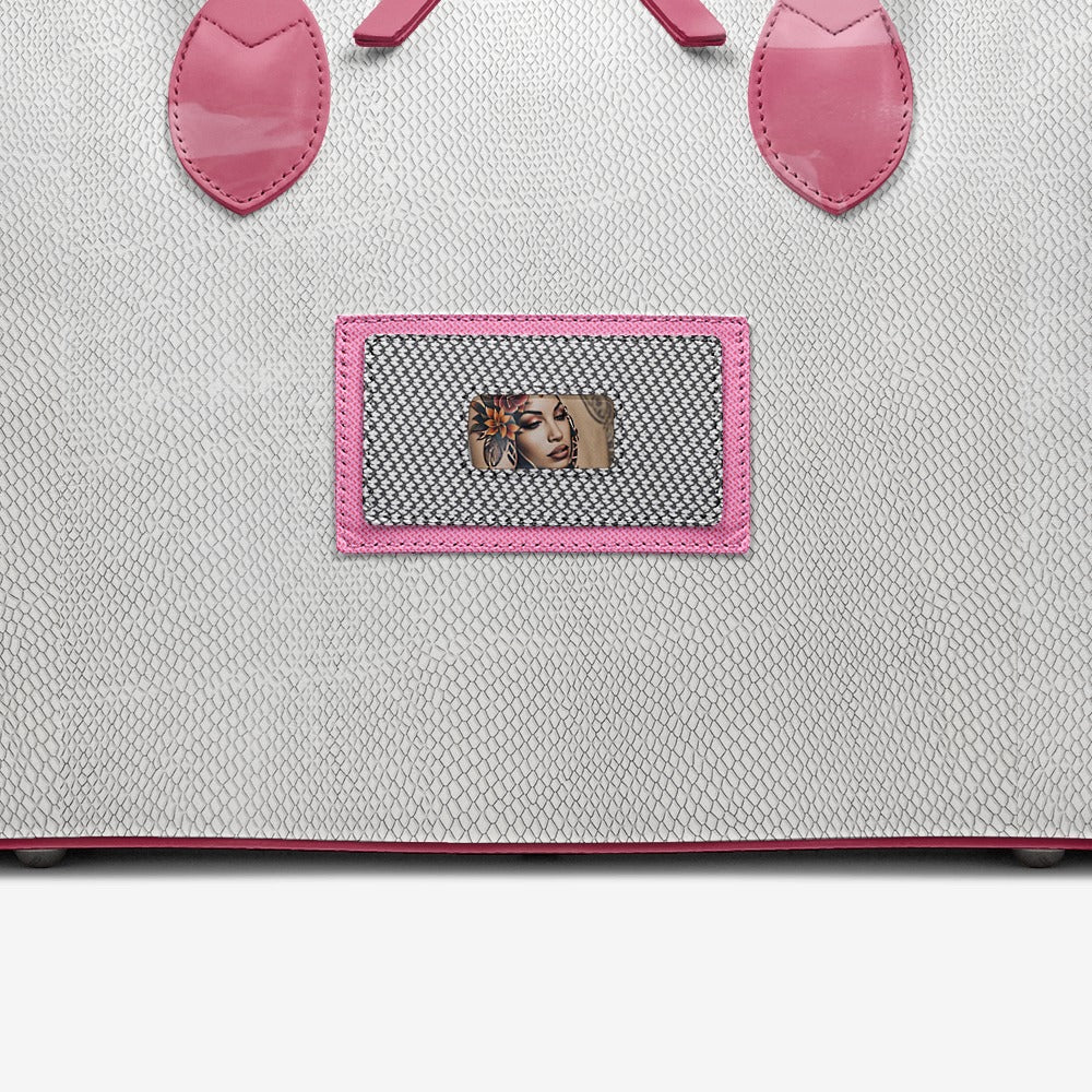 Rich and Rich TatooFushion Women’s Italian Leather Pink and White Designer Luxury Bag