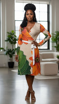 Rich and Rich Orange Floral Women's Wrap Dress - Rich and Rich Homeopportunities