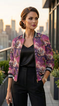 Rich and Rich Flowery Abstract Women's Designer Bomber Jacket