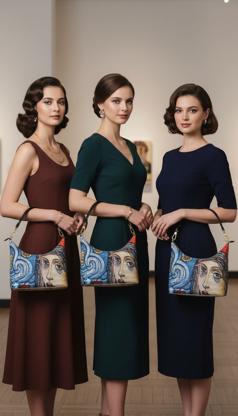 Rich and Rich Whimsical Blue Women's Square Designer Leather Hobo Bag in premium full-grain Nappa leather