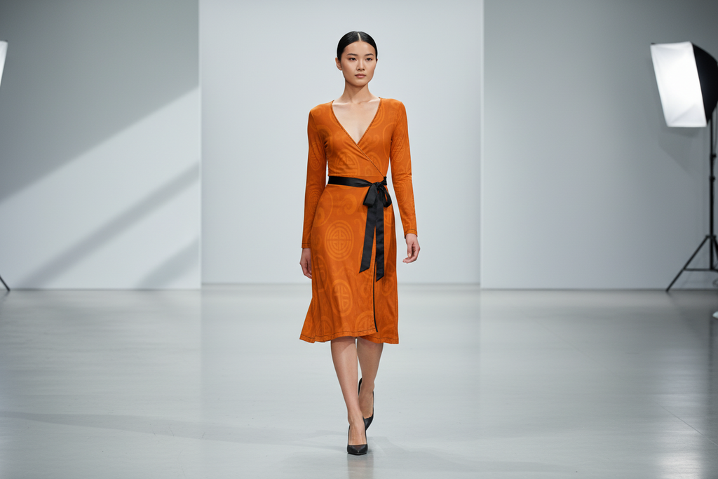 Rich and Rich Orange Feng Shui Inspired Women's Wrap Dress