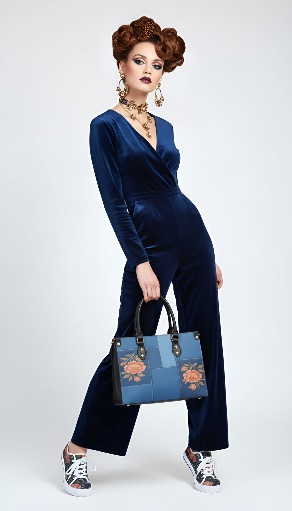 Rich and Rich Blue Floral Women's Sneaker and Purse Bundle