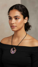 Load image into Gallery viewer, Purple Abstract Wooden Pendant Organic Shapes
