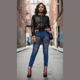 Red plaid rose women's bomber jacket with ribbed collar and zipper front