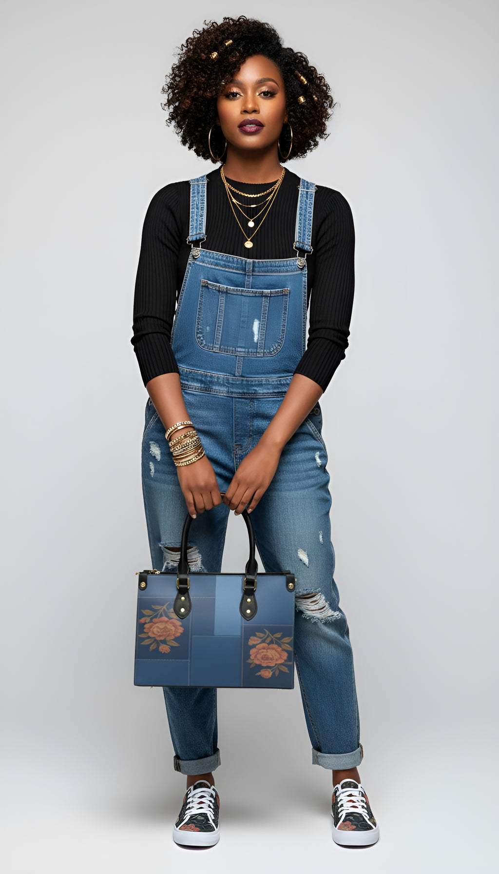 Rich and Rich Blue Floral Women's Sneaker and Purse Bundle