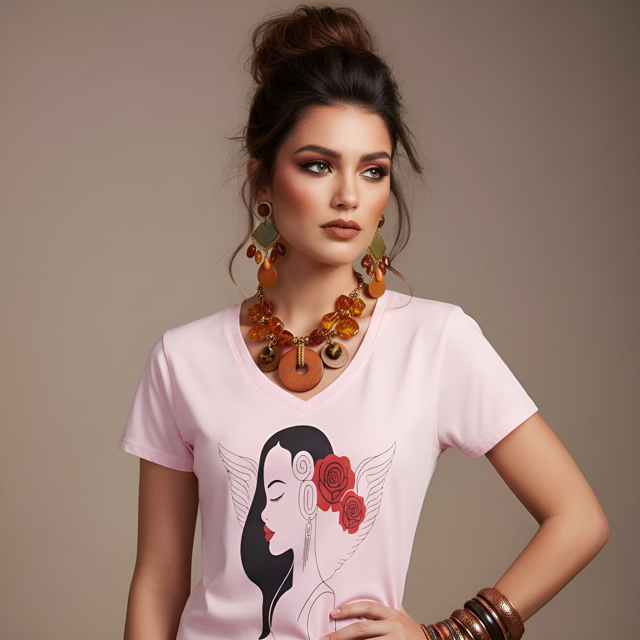 Rich and Rich Women's Rose Designer T-shirt in white with elegant rose print