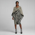 Rich and Rich Black and Beige Women's Tassel Cape with loose cardigan style