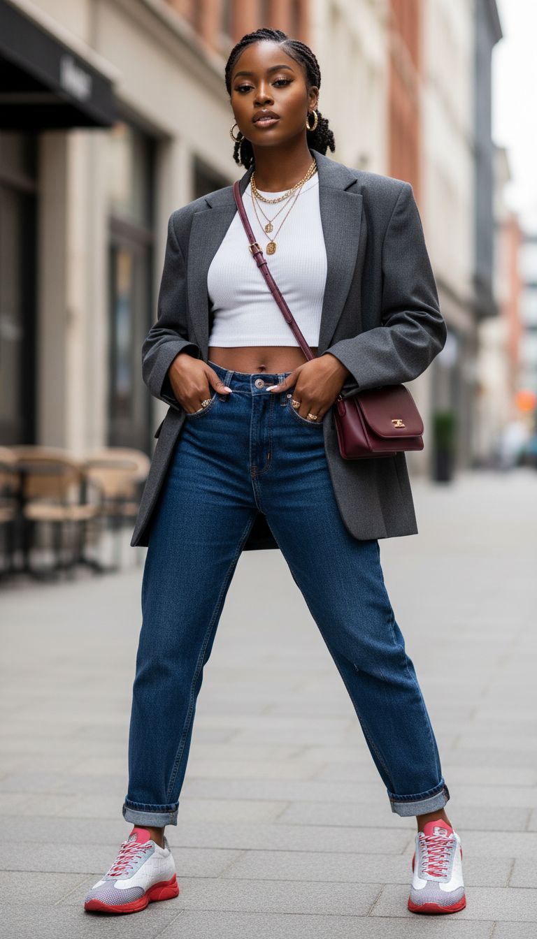 Rich and Rich Saucysass Retro Bold Runner Red and White Women's Sneakers