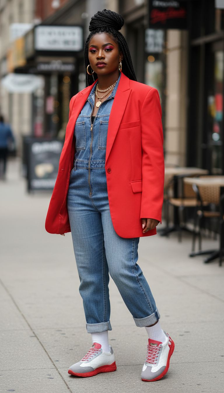 Rich and Rich Saucysass Retro Bold Runner Red and White Women's Sneakers