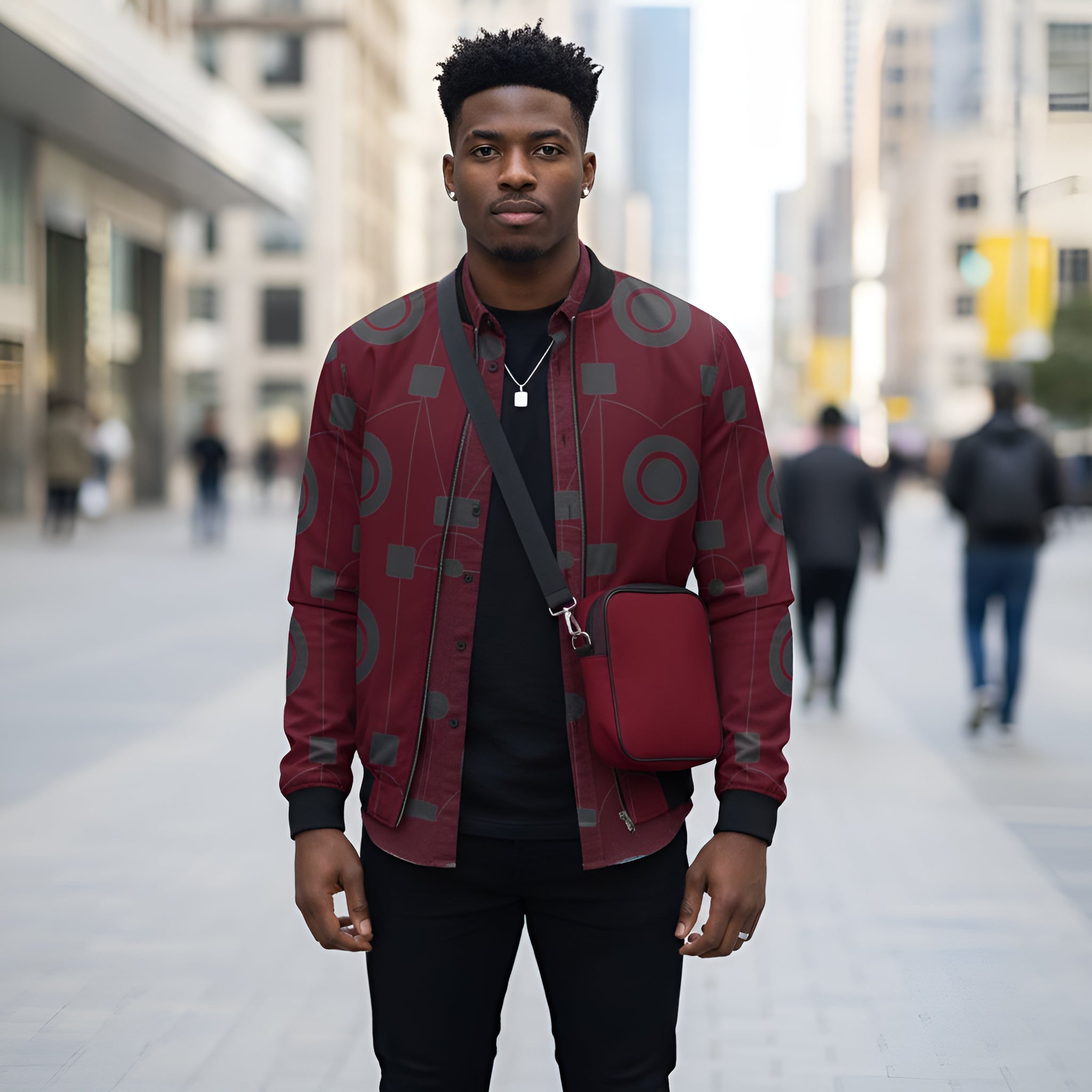 Rich and Rich Men's Burgundy Crossbody Shoulder Bag