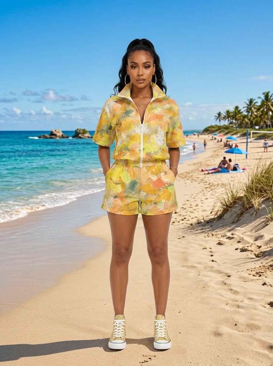 Rich and Rich Golden Muse Women's Zip Short Set