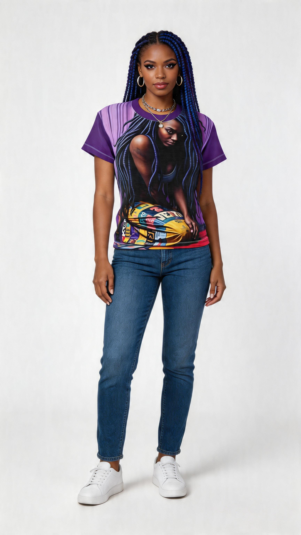 Rich and Rich Vibrant Women's Worth Purple Tee with Bold Graphic Design - Perfect for Casual Outings