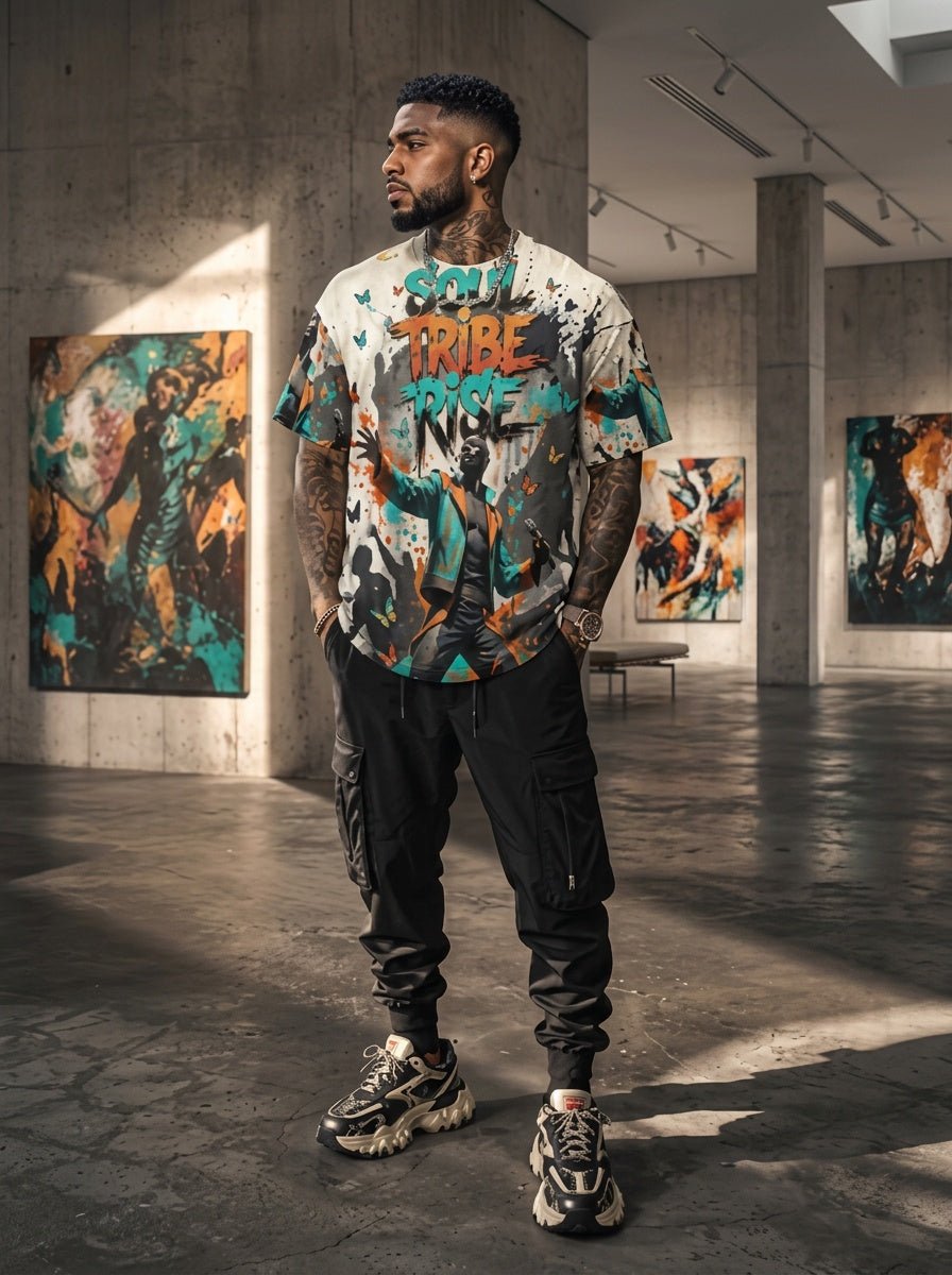 Rich and Rich Soul Tribe Rise Men's Multicolor Beige T-Shirt | Men's Graphic Streetwea - Rich and Rich Homeopportunities