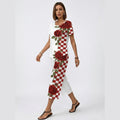 Rich & Rich Rose Checker Romance Short Sleeve Cropped Wide-Leg Set - Rich and Rich Homeopportunities
