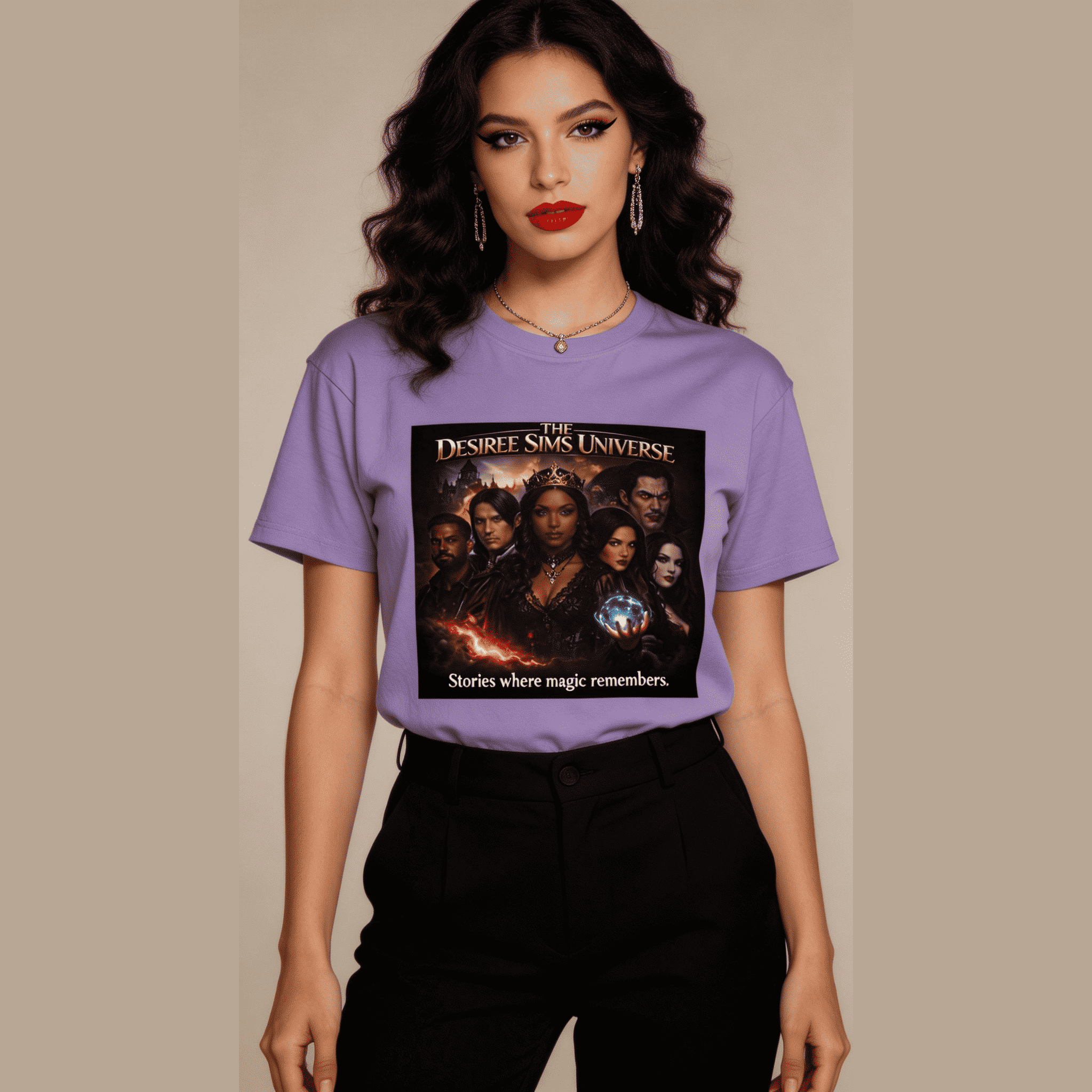 Garment-dyed heavyweight T-shirt with Desiree Sims Universe cast poster print and relaxed fit