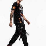 Black men's t-shirt with 'Courage' design, rounded ribbed neckline and relaxed fit — product detail