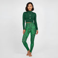 Emerald Green Feng Shui High Waisted Yoga Leggings on model in fitness pose