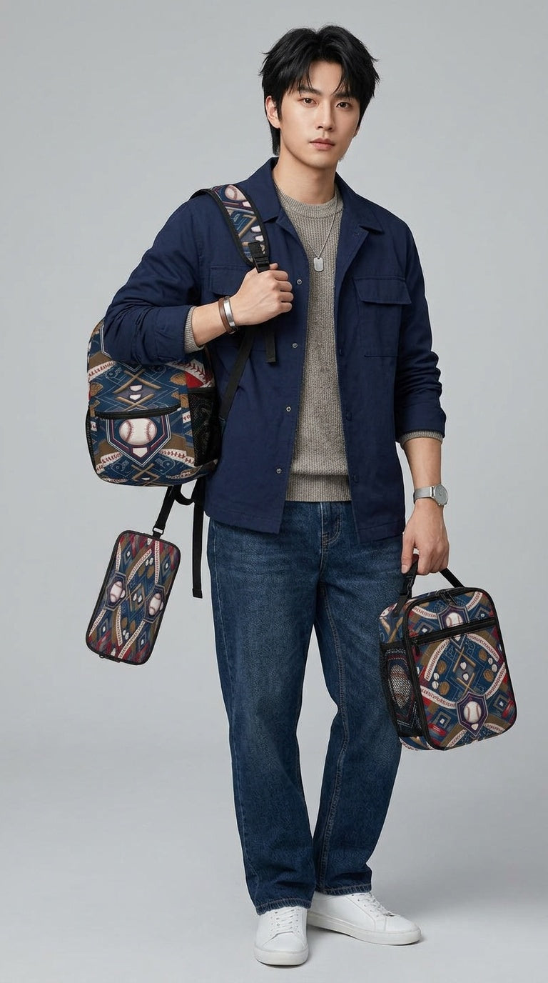 Rich and Rich Sport Utility Baseball 3 Piece Combination Set | Baseball Backpack, Lunch Bag &amp; Pencil Case for School