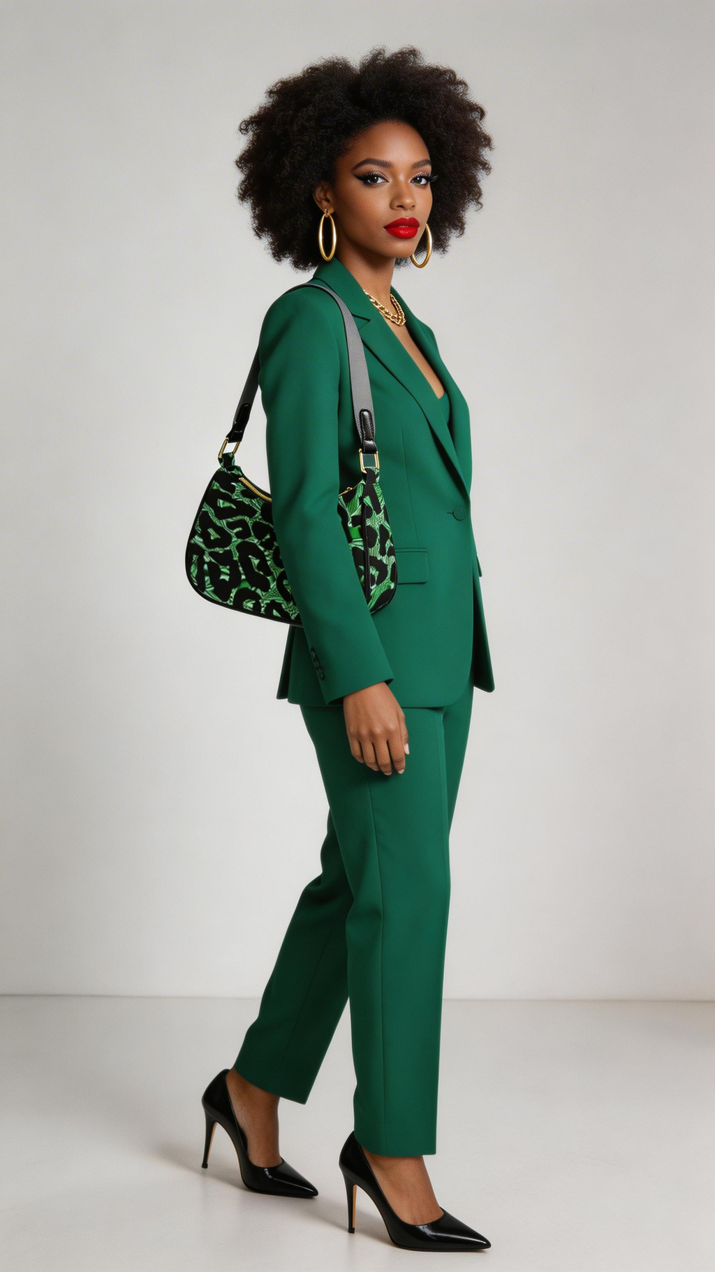 Rich and Rich Emerald Safari Shoulder Bag With Grey Handles
