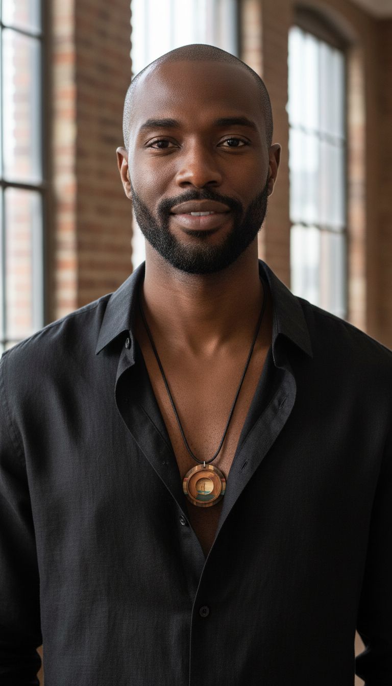 Rich and Rich Men's Wooden Pendant Organic Shapes