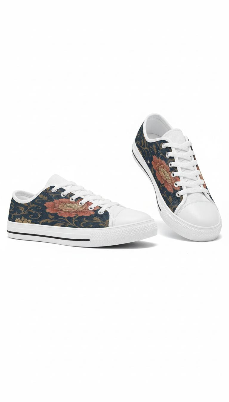 Rich and Rich Blue Floral Women's Classic Canvas Sneaker with vibrant floral design