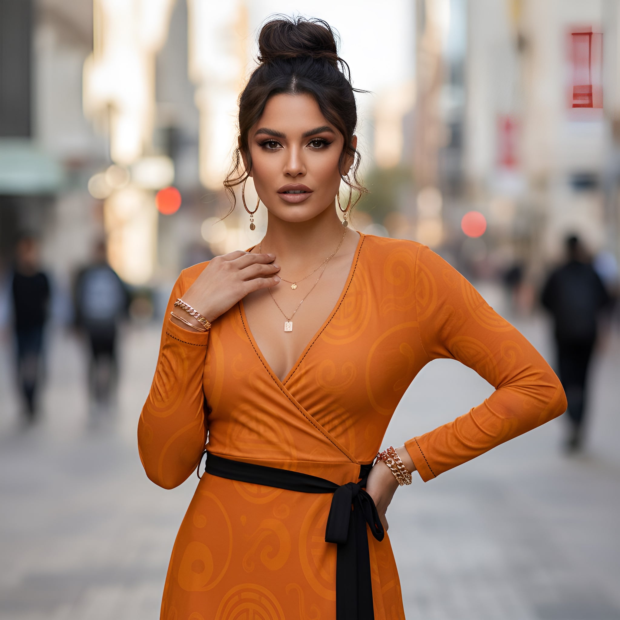 Rich and Rich Orange Feng Shui Inspired Women's Wrap Dress