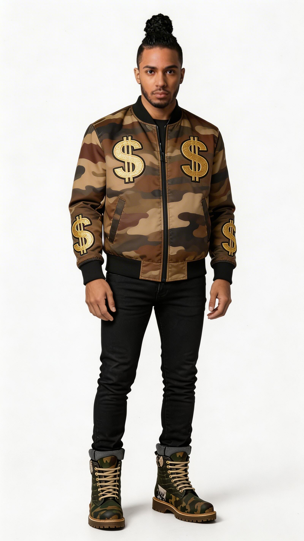 Rich and Rich D-Unique Camo Men's Italian Made High Top Boot in camouflage pattern