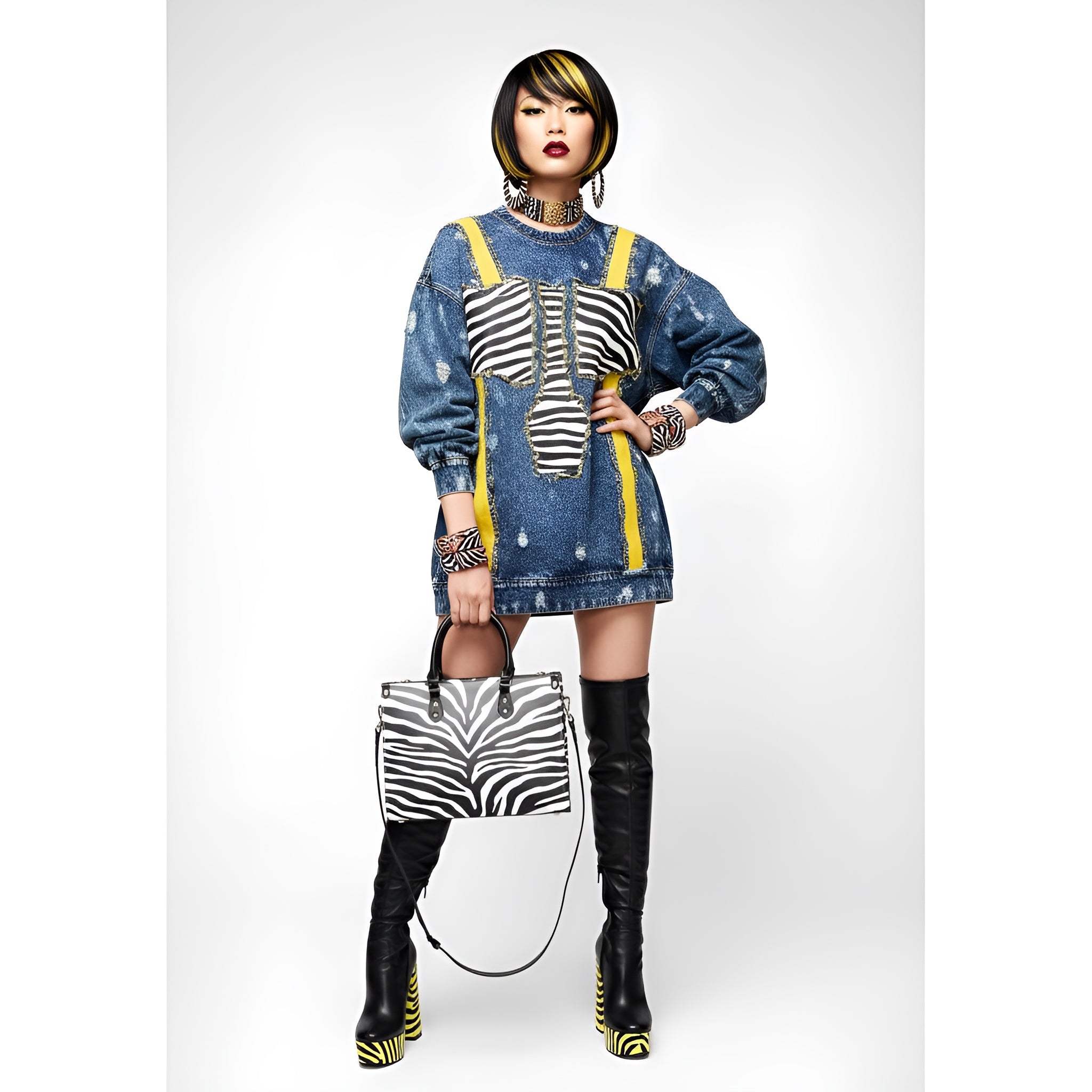 Rich and Rich Zebra Print Graphic Designer Women's Medium Size Handbag