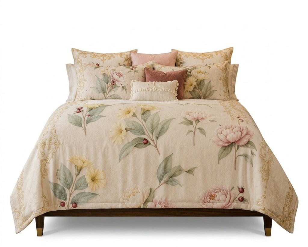Rich and Rich Beige Botanical Conservatory Sherpa Fleece Blanket 90"x108" - Rich and Rich Homeopportunities