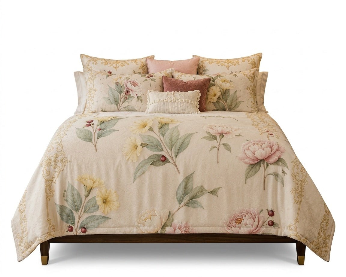 Rich and Rich Beige Botanical Conservatory Sherpa Fleece Blanket 90"x108" - Rich and Rich Homeopportunities