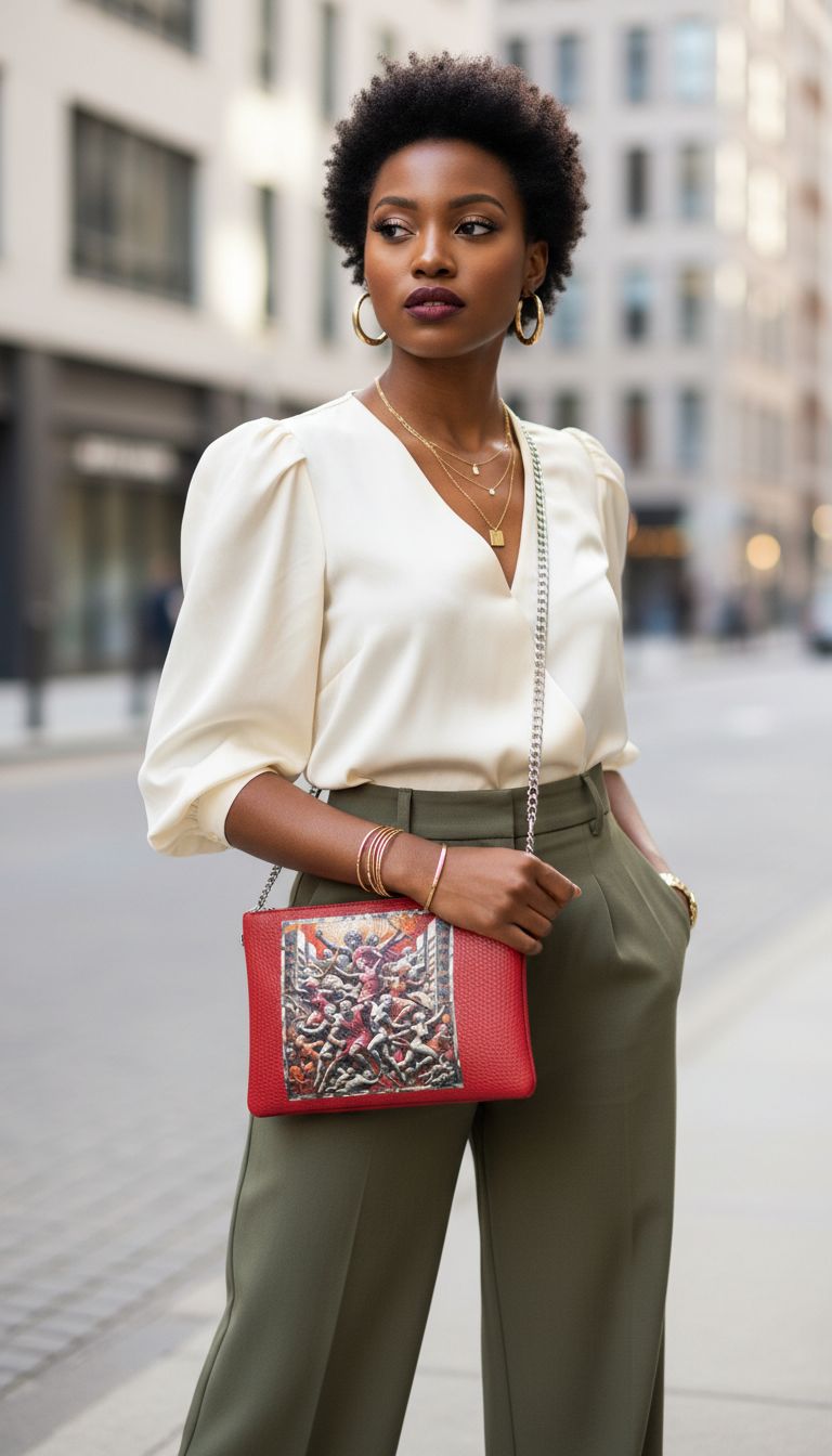 Rich and Rich Greek Mythology Red Women's Leather Crossbody Bag with Chain Strap
