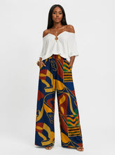 Load image into Gallery viewer, Rich and Rich Blue Multicolor Women's Loose Pants Without Drawstring
